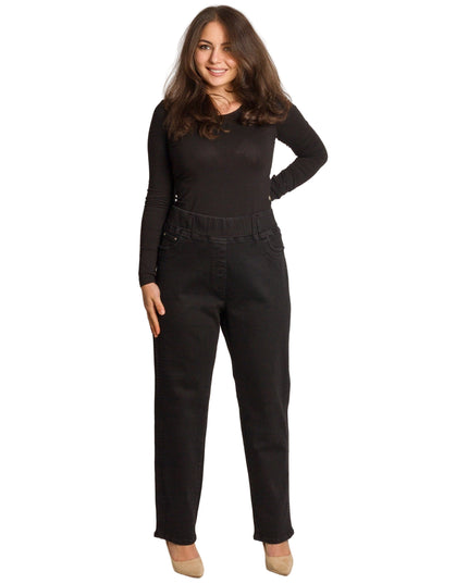 Черни еластични дънки с висока талия и свободна кройка