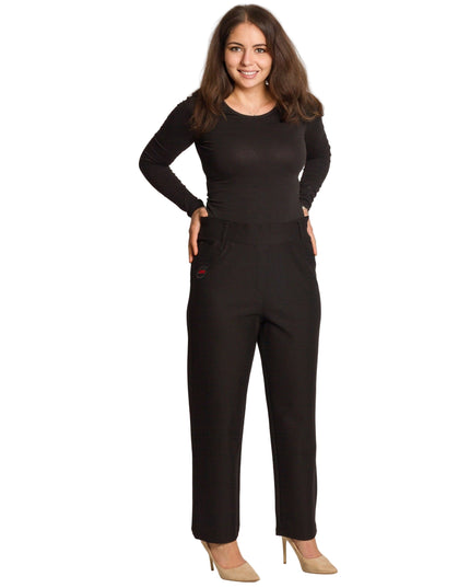 Черен дамски панталон с висока талия в големи размери