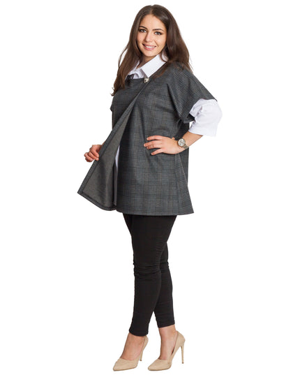 Официален макси комплект от риза и елек в сиво каре