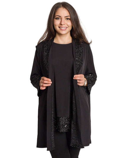 Елегантен черен комплект от туника и елек с пайети