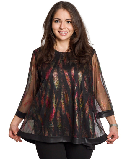 Елегантна разкроена туника 3/4 ръкави в големи размери