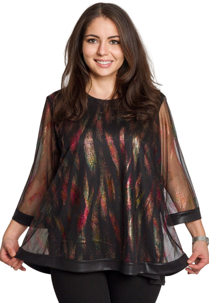 Елегантна разкроена туника 3/4 ръкави в големи размери