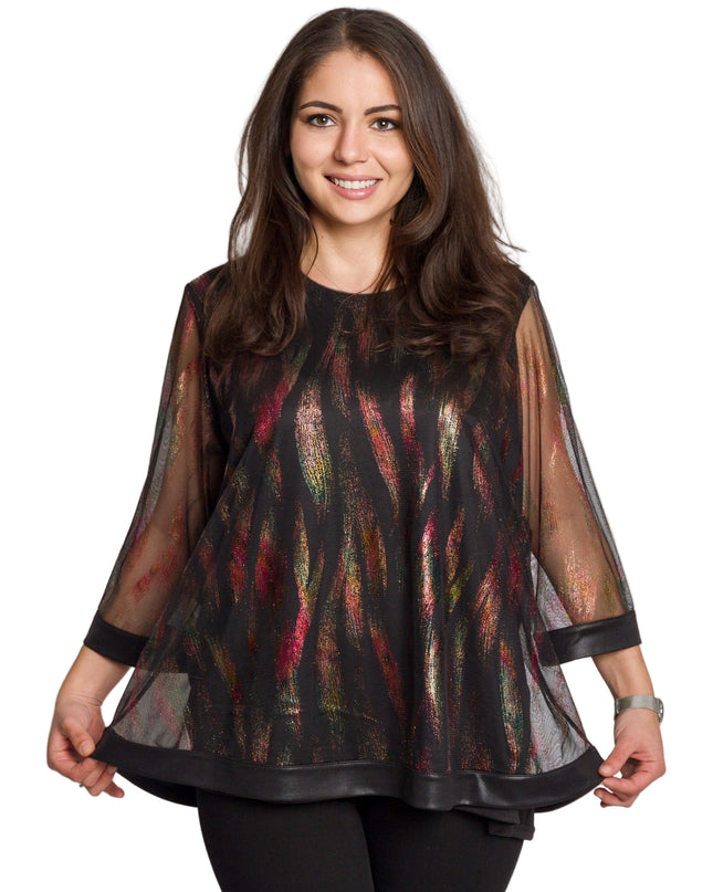 Елегантна разкроена туника 3/4 ръкави в големи размери