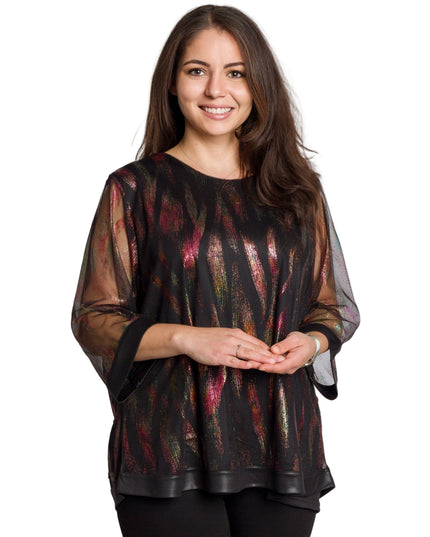 Елегантна разкроена туника 3/4 ръкави в големи размери