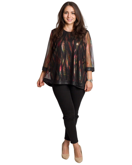 Елегантна разкроена туника 3/4 ръкави в големи размери