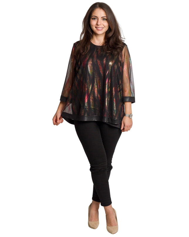 Елегантна разкроена туника 3/4 ръкави в големи размери