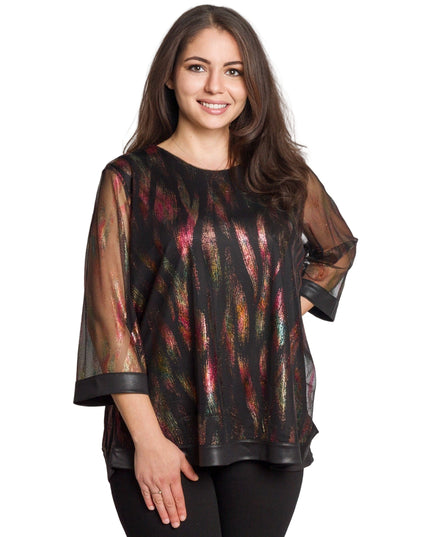 Елегантна разкроена туника 3/4 ръкави в големи размери