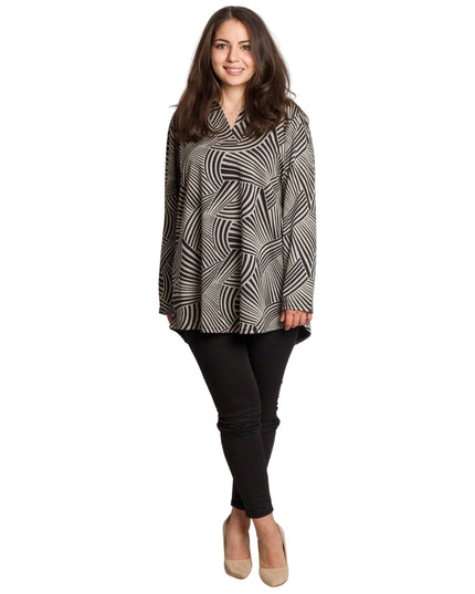 Елегантна туника с  геометричен принт и яка
