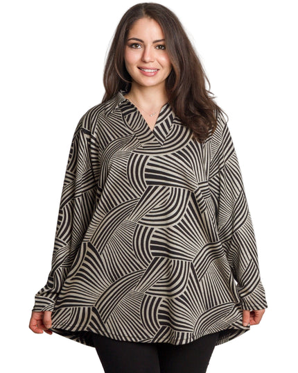 Елегантна туника с  геометричен принт и яка