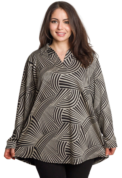 Елегантна туника с  геометричен принт и яка