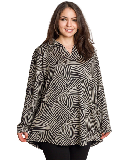 Елегантна туника с  геометричен принт и яка