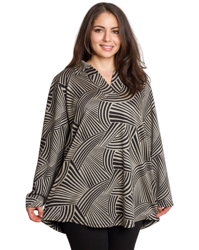 Елегантна туника с  геометричен принт и яка
