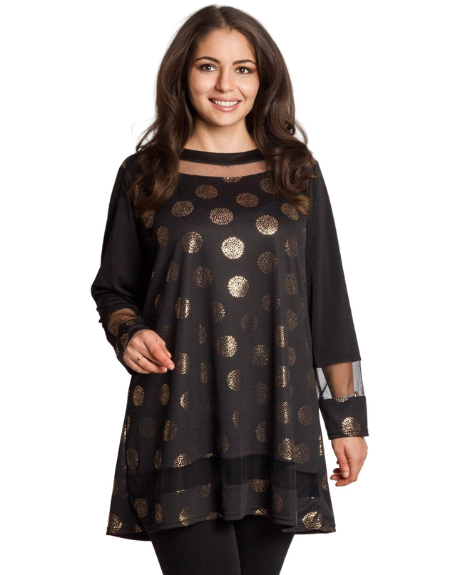 Официална празнична туника със златисти точки в големи размери