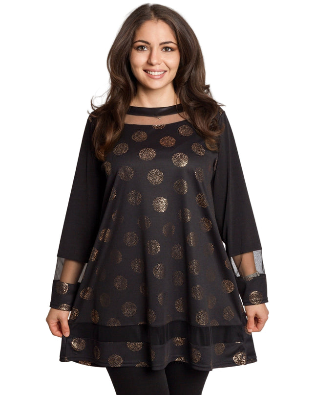 Официална празнична туника със златисти точки в големи размери