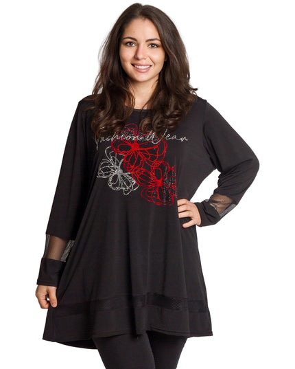 Елегантна туника с декоративни камъни и флорални акценти