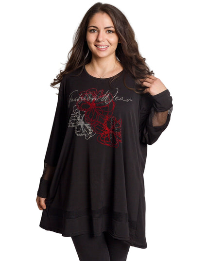 Елегантна туника с декоративни камъни и флорални акценти