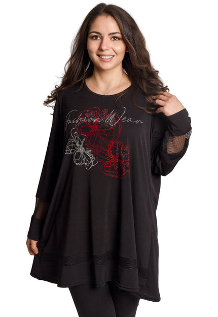 Елегантна туника с декоративни камъни и флорални акценти