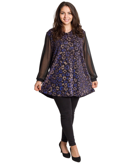 Елегантна туника с блестящ животински мотив в макси размери