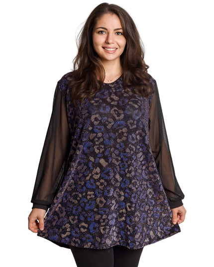 Елегантна туника с блестящ животински мотив в макси размери