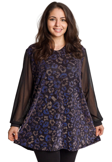 Елегантна туника с блестящ животински мотив в макси размери