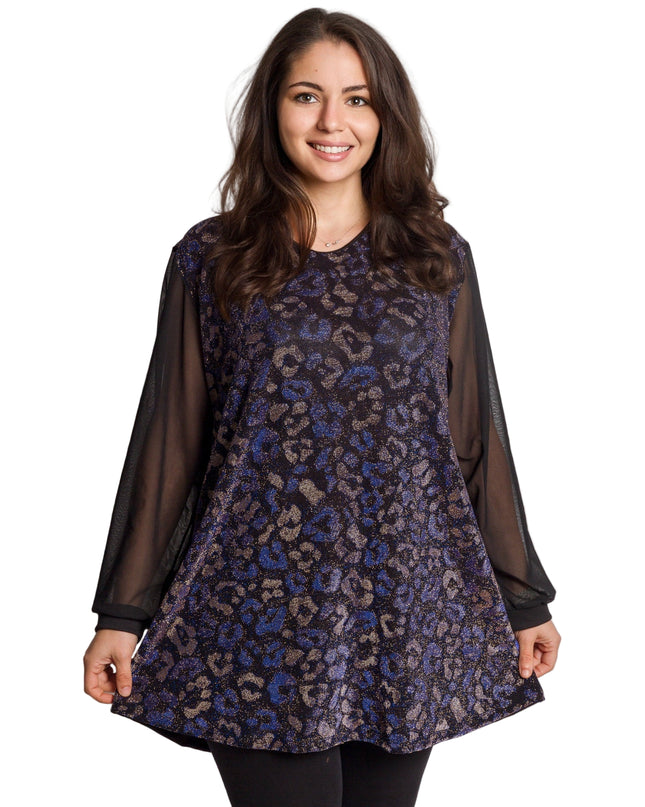 Елегантна туника с блестящ животински мотив в макси размери