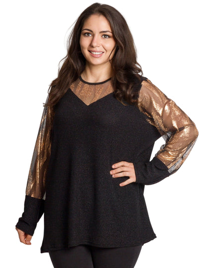 Черна официална туника със златист и блестящ ефект