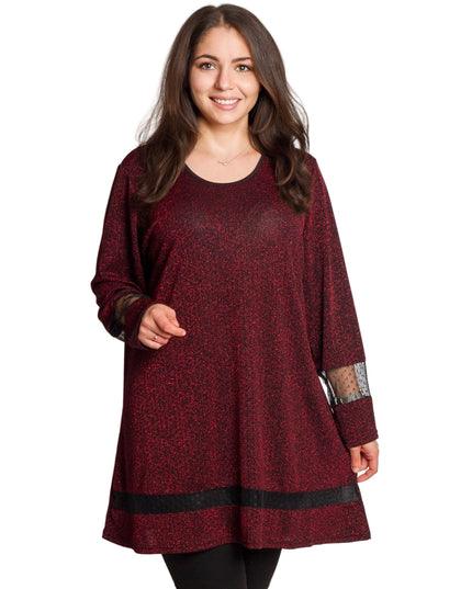 Официална туника в цвят бордо с блястящ десен в големи размери