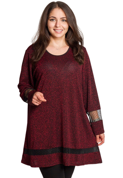 Официална туника в цвят бордо с блястящ десен в големи размери