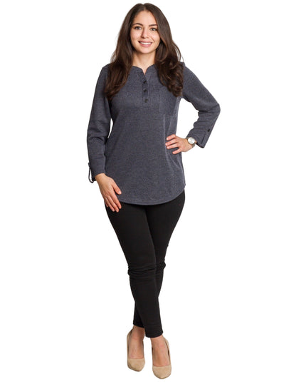 Дамска туника с права кройка и джобче в големи размери