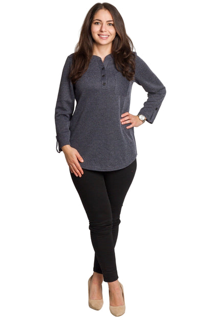 Дамска туника с права кройка и джобче в големи размери