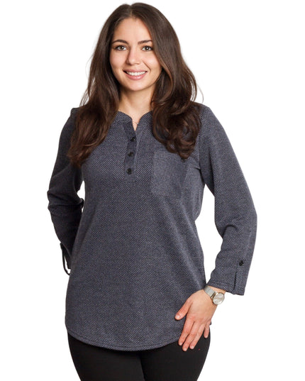 Дамска туника с права кройка и джобче в големи размери