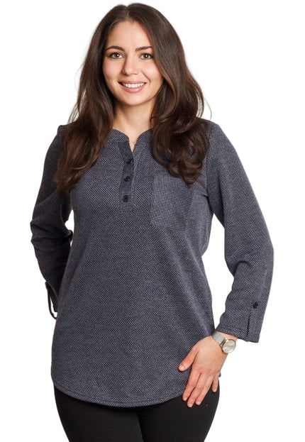 Дамска туника с права кройка и джобче в големи размери