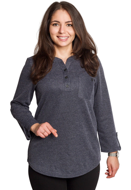 Дамска туника с права кройка и джобче в големи размери