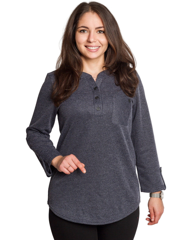 Дамска туника с права кройка и джобче в големи размери