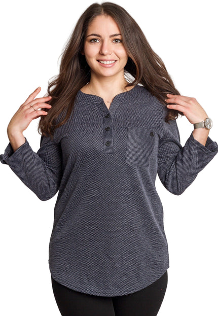 Дамска туника с права кройка и джобче в големи размери