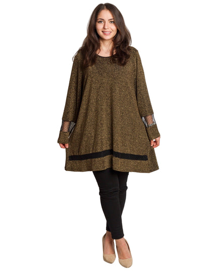 Официална златиста туника в блястящ десен и големи размери