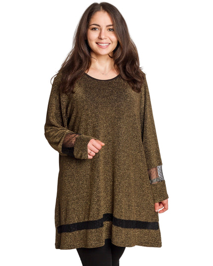 Официална златиста туника в блястящ десен и големи размери