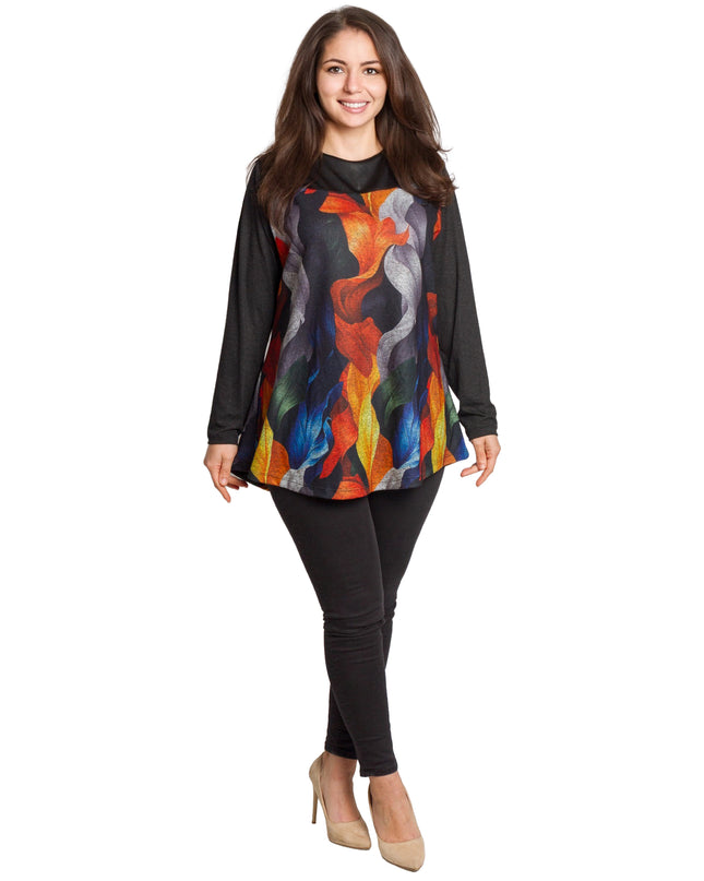 Свободна туника с многоцветен флорален принт