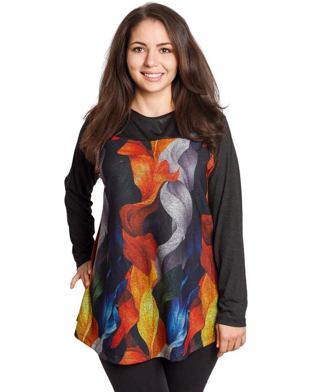 Свободна туника с многоцветен флорален принт