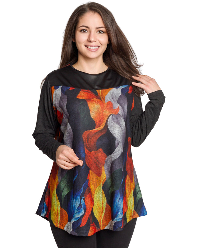 Свободна туника с многоцветен флорален принт