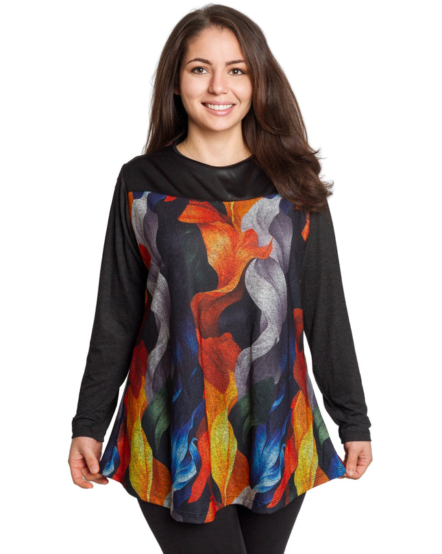 Свободна туника с многоцветен флорален принт