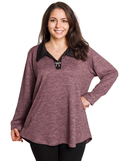 Дамска туника в пепел от рози с права кройка в големи размери