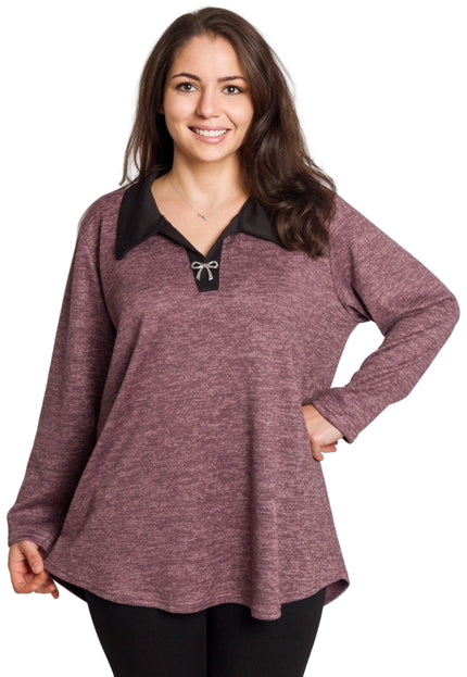 Дамска туника в пепел от рози с права кройка в големи размери