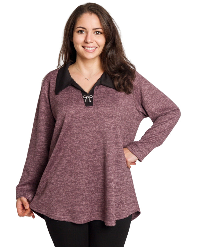 Дамска туника в пепел от рози с права кройка в големи размери