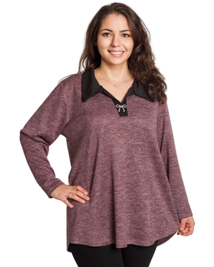 Дамска туника в пепел от рози с права кройка в големи размери