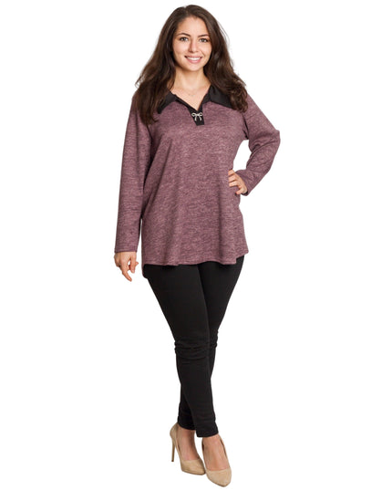 Дамска туника в пепел от рози с права кройка в големи размери