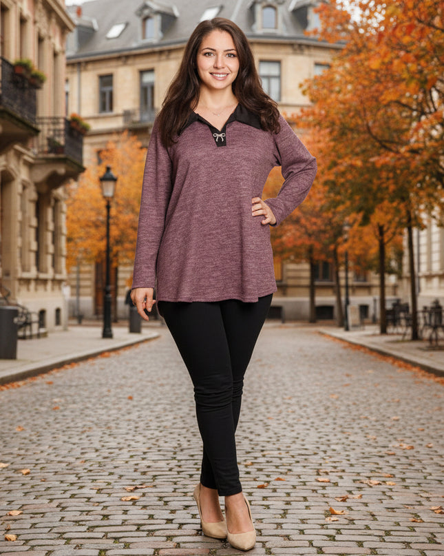 Дамска туника в пепел от рози с права кройка в големи размери