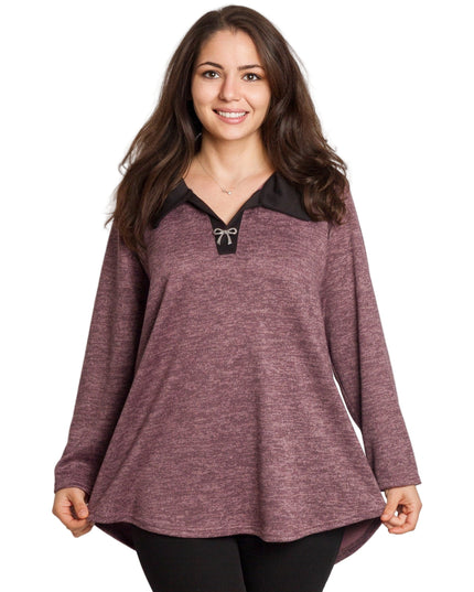 Дамска туника в пепел от рози с права кройка в големи размери