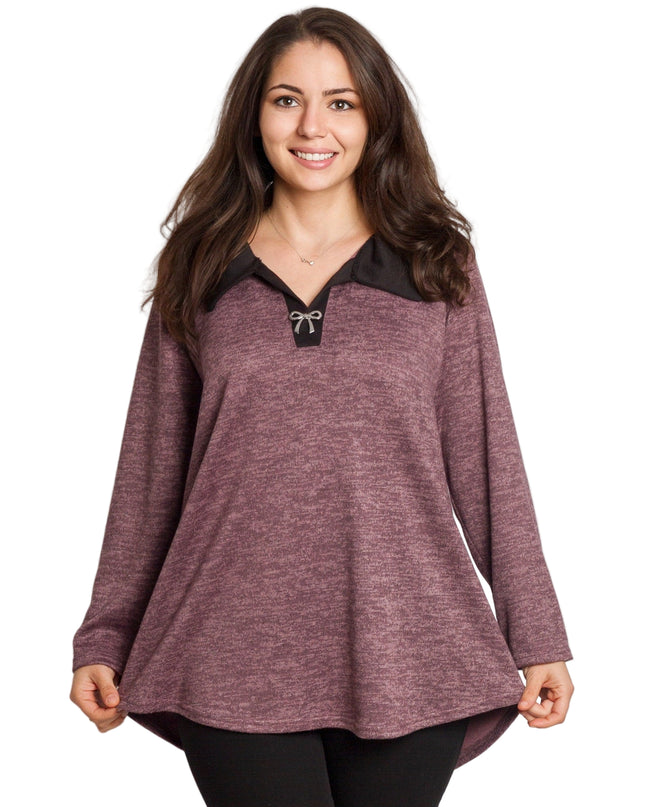 Дамска туника в пепел от рози с права кройка в големи размери