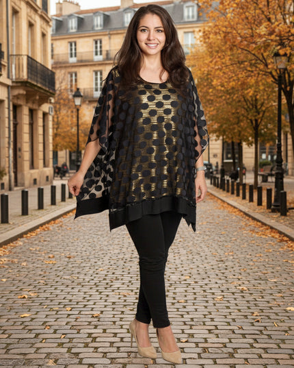 Официална права туника на точки със златиста подплата